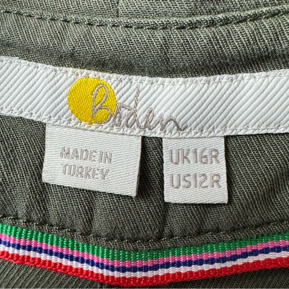 Boden Paperbag Utility Jogger Bottom Pant Women's Size 12 R Olive Green Lyocell - Picture 7 of 9